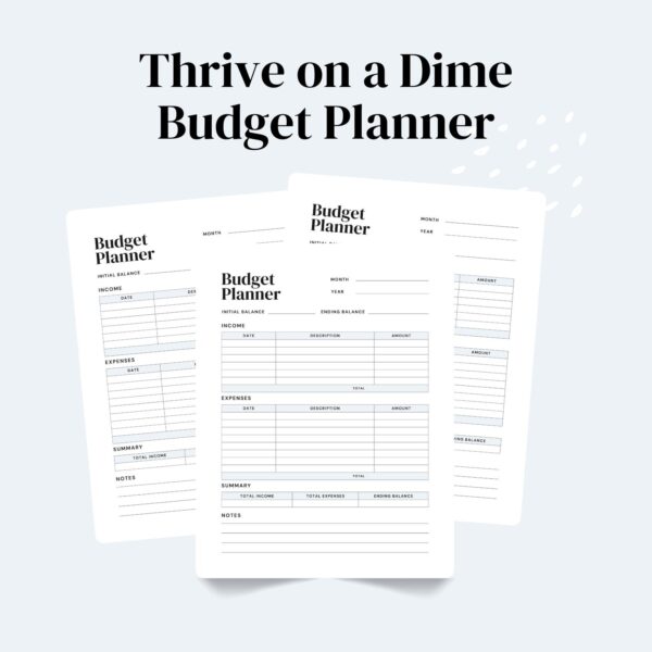 Thrive on a Dime Budget Planner