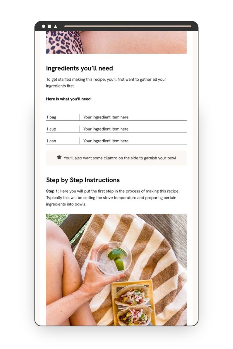 Recipe Post Template – Step by Step