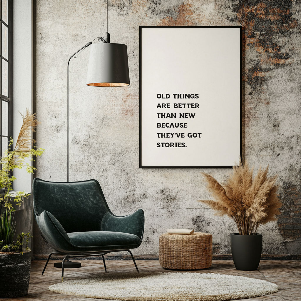 Old Things Have Stories – Vintage-Inspired Quote Art Print